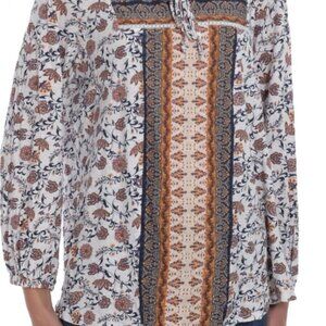 519. Vintage X America Boho Long Sleeve Lightweight Top Size Med EUC